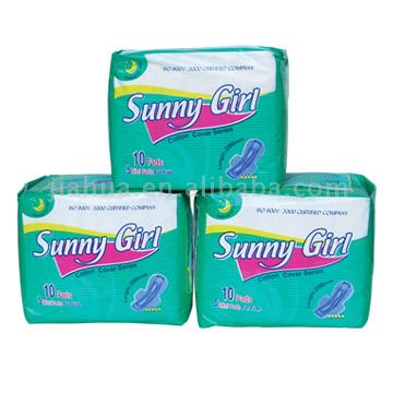 Sanitary Napkin with Cotton Cover, Aloe & Wings (Gesundheitliche Serviette mit Baumwoll-Cover, Aloe & Wings)