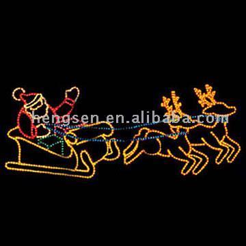  Santa Sleigh and Reindeer Christmas Light Display