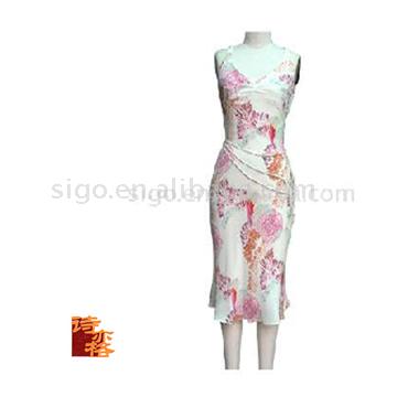  Ladies` 100% Silk Printed Dress ( Ladies` 100% Silk Printed Dress)