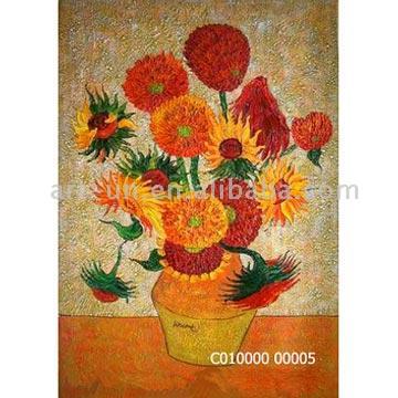  Sunflower Reproduction Oil Painting (Reproduction peinture à l`huile de tournesol)