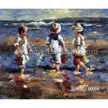  Oil Painting Reproduction (People at Beach) (Oil Painting воспроизводства населения (люди на пляже))