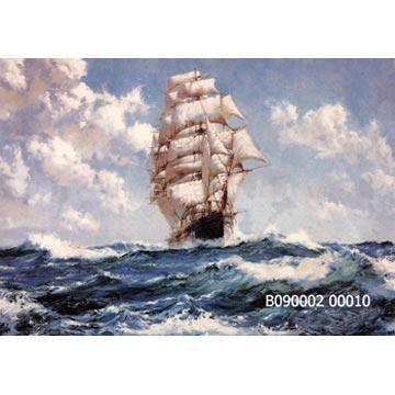  Oil Painting Reproduction (Sea and Boat) (Oil Painting Размножение (море и лодки))