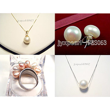  Freshwater Pearl Ring, Earrings and Pendants (Bague perles d`eau douce, boucles d`oreilles et pendentifs)