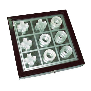  Glass Game, Tic Tac Toe In Wooden Box (Стекло игра, Tic T  Toe в деревянном ящике)