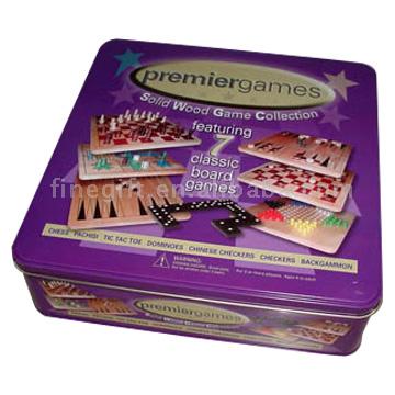  7 In 1 Wooden Game In Tin Box (7 à 1 jeu en bois à Tin Box)