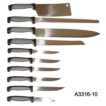  10 Piece Rubber Handle Kitchen Knife Set (10 Piece резиновой ручкой кухни Набор ножей)