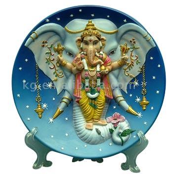  Polyresin India God Salver