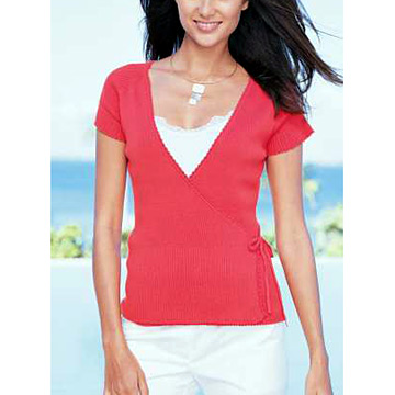 Dark Pink Wrapover Knitted Top (Rose foncé Wrapover Knitted Haut)