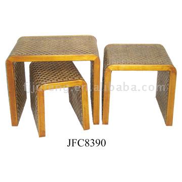  Wood & Imitation Leather Table (Bois et imitation cuir tableau)