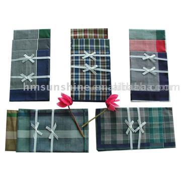  Men`s Cotton Handkerchief with Satin and Woven Stripe ( Men`s Cotton Handkerchief with Satin and Woven Stripe)
