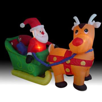  Inflatable Reindeer and Santa with Sleigh (Aufblasbare Rentier und Weihnachtsmann mit Schlitten)