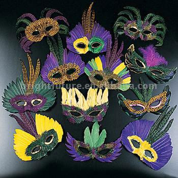  Mardi Gras Feather Mask Assortment (Mardi Gras Mask Feather Assortiment)