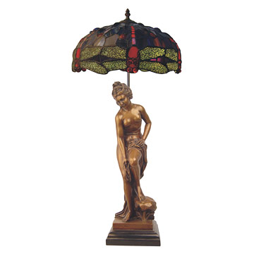  Bronze Sculpture with Tiffany Lamp ( Bronze Sculpture with Tiffany Lamp)