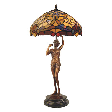  Bronze Sculpture with Tiffany Lamp ( Bronze Sculpture with Tiffany Lamp)
