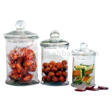  Glass Storage Jars with Glass Lids (Стекло хранения банок с крышкой стекла)