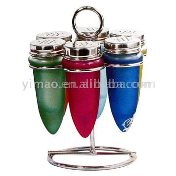  Color Cruet Set with Metal Stands (Couleur Cruet Set avec des stands Metal)