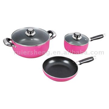  5pc Aluminum Nonstick Cookware Set (5pc en aluminium à revêtement antiadhésif Batterie de cuisine)