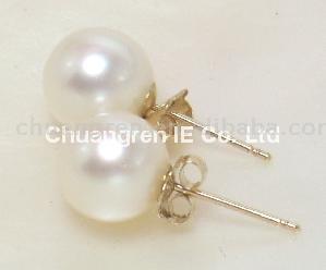  8mm White Pearls 14K Gold Stud Earrings (8mm Белый жемчуг 14K Gold Stud серьги)