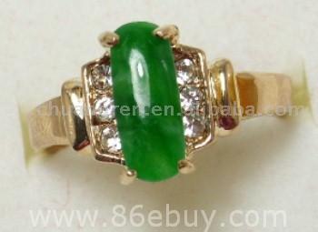 Green Jade und 18KGP Ring (Green Jade und 18KGP Ring)