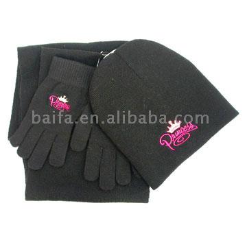 Knitted Hat, Scarf and Gloves Set