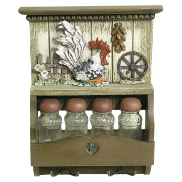  Spice 4-Bottle Holder of Rooster Design (59-XH47056B) (Spice 4 Porte-bidon de Rooster Création (59-XH47056B))