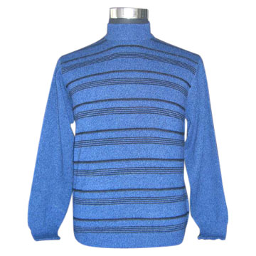  Men`s Color-stripe Turtleneck Cashmere Pullover (Мужские цветовой полосой Водолазка Cashmere Pullover)