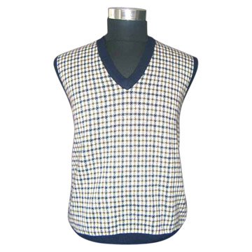  Men`s Intarsia V-neck Cashmere Vest (Мужские Интарсия V-шее Кашемир Vest)