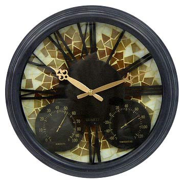  15" Metal Wall Weather Station Clock (15 "Metal Wall Clock Weather Station)