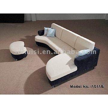  Fabric and Leather Sofa
