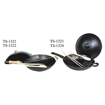  12/14" Non-Stick Chinese Wok Set (12/14 "Non-Stick китайской вок Установить)