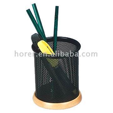  Perforated Steel and Wood Pencil Cup (Перфорированная сталь и дерево карандашом Кубок)