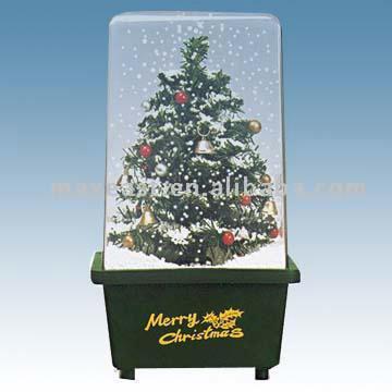  29cm Snow Cube with Christmas Tree