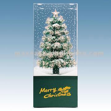  Music Snow Cube with Optic Fiber Tree