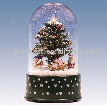  30cm Music Snow Globe with Christmas and Revolving Snowmen