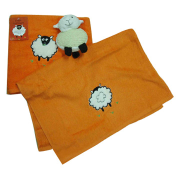  Baby Towel with Applique Packed with Scrub ( Baby Towel with Applique Packed with Scrub)
