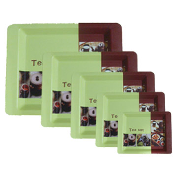  Plastic Rectangular Trays with Broad Edges Tea Patterns ( Plastic Rectangular Trays with Broad Edges Tea Patterns)