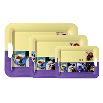  Plastic Rectangular Trays with Handles