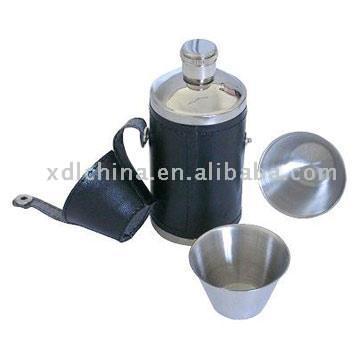  Hip Flask with Leather Cover ( Hip Flask with Leather Cover)