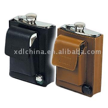  Hip Flasks with Leather Cover ( Hip Flasks with Leather Cover)