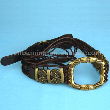  Genuine Leather Belt with Metal Buckle (Echtes Leder-Gürtel mit Schnalle)