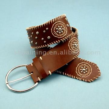  Leather Belt with Metal Buckle (Ledergürtel mit Schnalle)