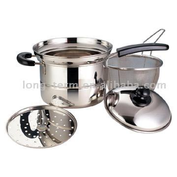  4pc-Saucepan w/ Fry Basket and Steamer (4pc Ковш-W / СРЮ корзины и Пароход)