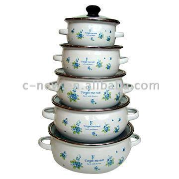  5pc Porcelain Enamel Mini Pot Set ( 5pc Porcelain Enamel Mini Pot Set)