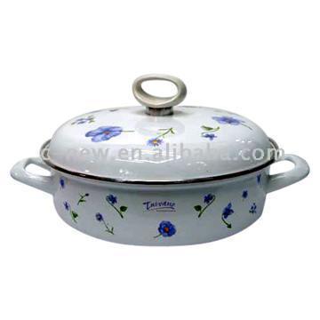  2pc Enamel Casserole with Metal Cover