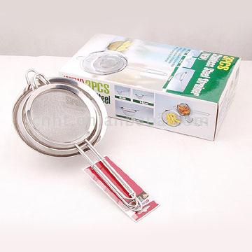  Wide Rim Frying Strainers with Lugs (Wide Rim Strainers friture avec crampons)