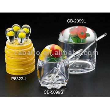  Acrylic Jam Jars, Butter Knives Set (Acrylique Jam Jars, Beurre Couteaux)