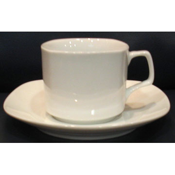  Super White Square Cup & Saucer (Super White Square Cup & Saucer)