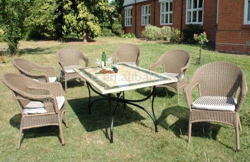  Stone Table Patio Set with Wicker Chair ( Stone Table Patio Set with Wicker Chair)