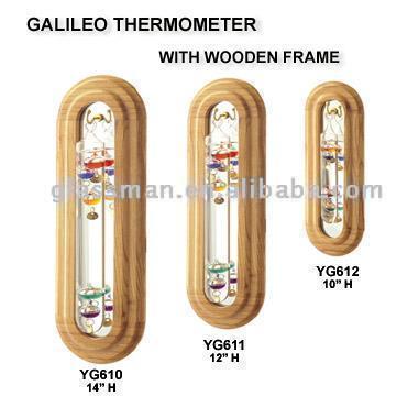 Galileo-Thermometer mit Holzrahmen (Galileo-Thermometer mit Holzrahmen)