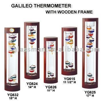 Galileo-Thermometer mit Holzrahmen (Galileo-Thermometer mit Holzrahmen)